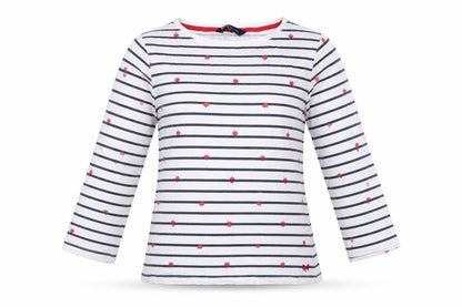 Crew Clothing Company Women’s White Stripe Apple Jersey Top UK 12