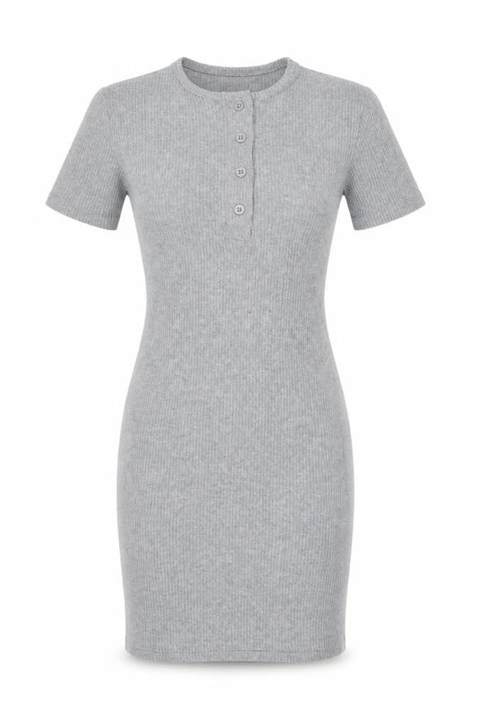 PrettyLittleThing Women Grey UK 6 Ribbed Knit Bodycon Knee Dress