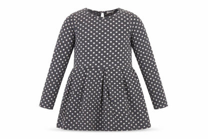 Mini Boden Girls Grey Polka Dot Skater Dress 7-8 Years Long Sleeve