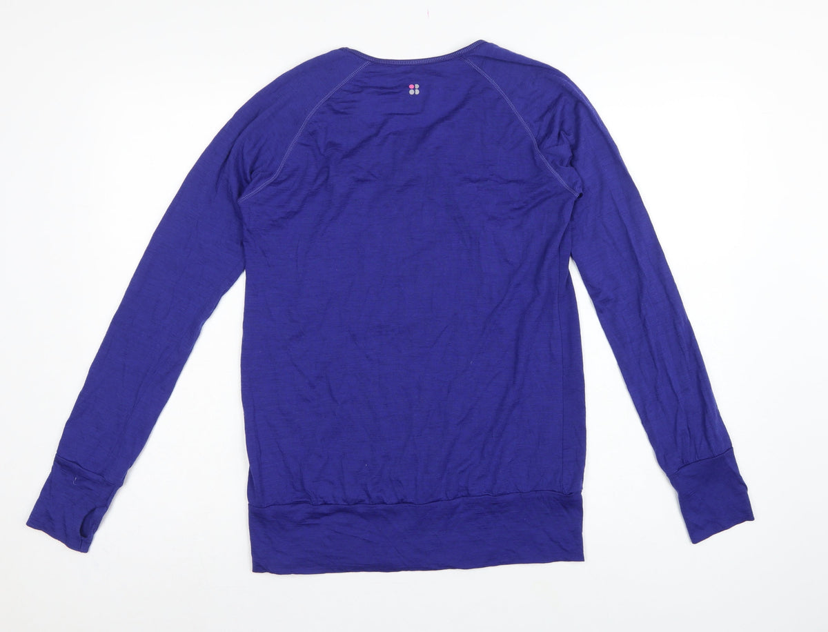 Sweaty Betty Women’s Blue M Merino Wool Long Sleeve Athletic Top