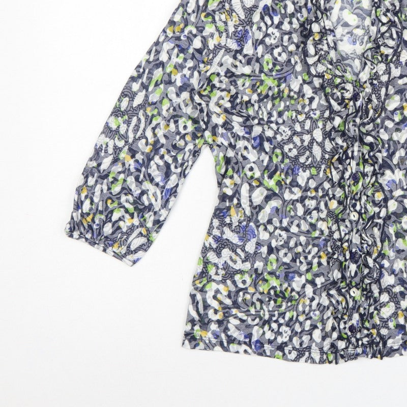 Per Una Women's Grey Floral Basic Button-Up Blouse UK 14