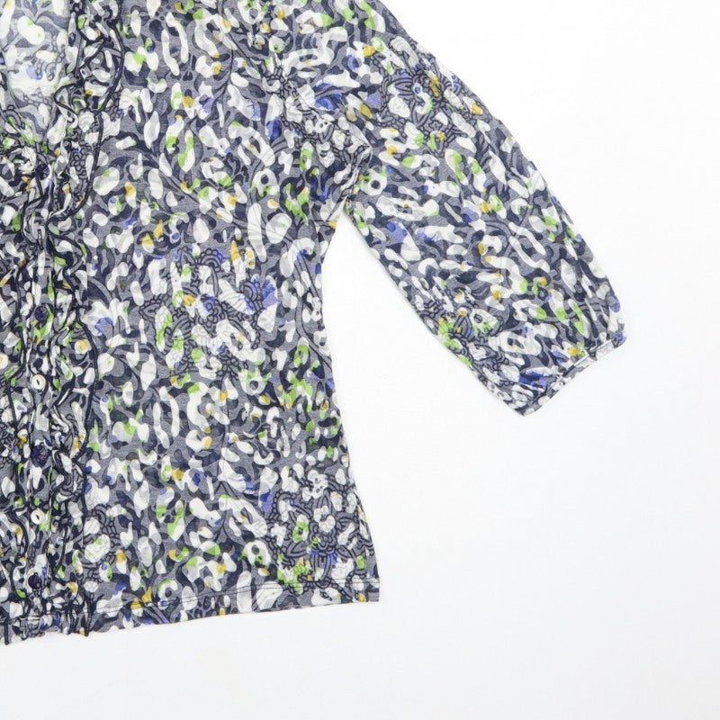 Per Una Women's Grey Floral Basic Button-Up Blouse UK 14