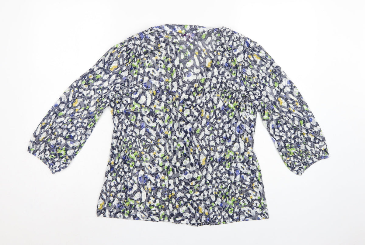 Per Una Women's Grey Floral Basic Button-Up Blouse UK 14