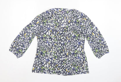 Per Una Women's Grey Floral Basic Button-Up Blouse UK 14