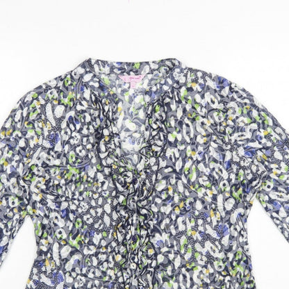Per Una Women's Grey Floral Basic Button-Up Blouse UK 14