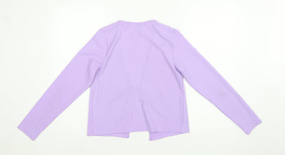 H&M Women Purple M Rib Knit Tie Front Wrap Blouse Long Sleeve