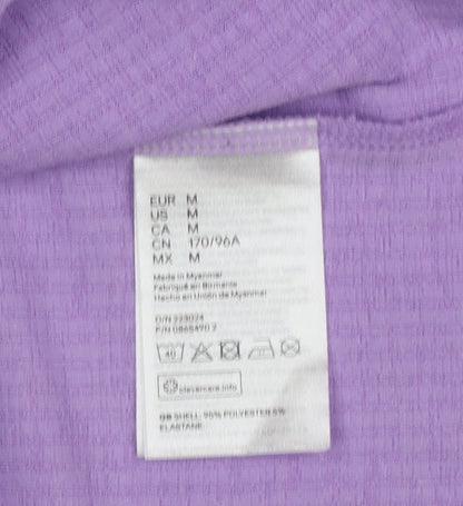 H&M Women Purple M Rib Knit Tie Front Wrap Blouse Long Sleeve