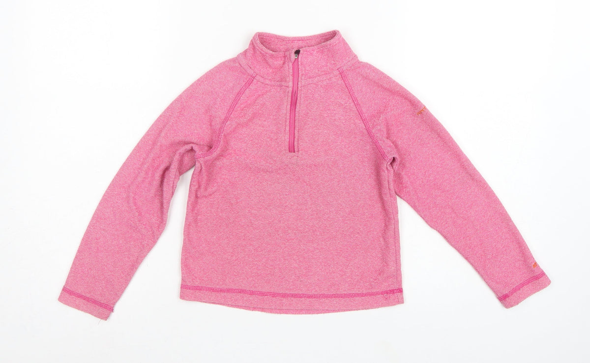 Trespass Girls Pink 5-6 Years 1/4 Zip Fleece Pullover Sweatshirt