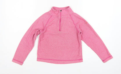Trespass Girls Pink 5-6 Years 1/4 Zip Fleece Pullover Sweatshirt