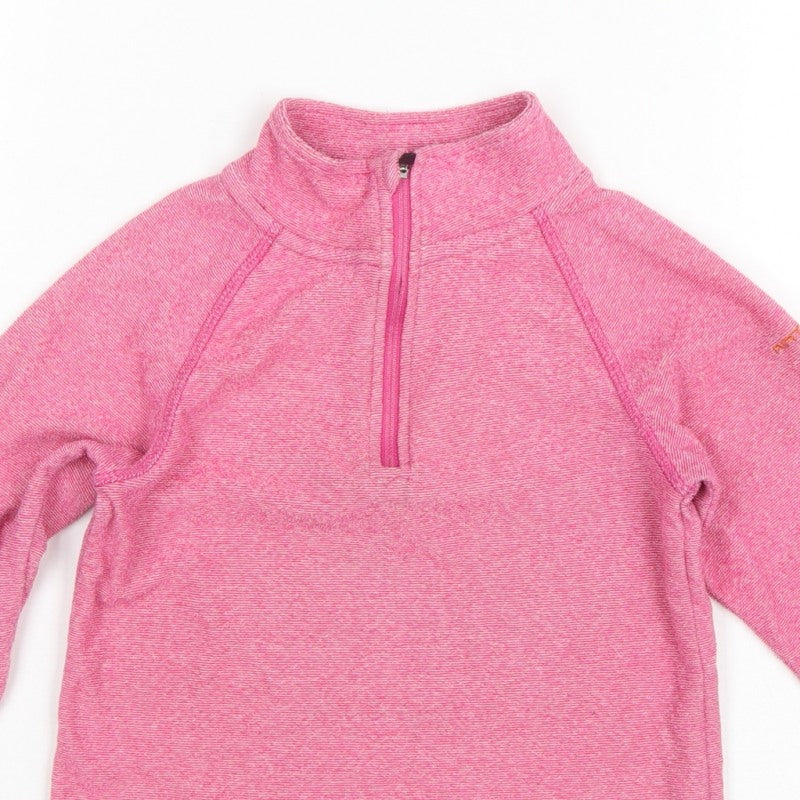 Trespass Girls Pink 5-6 Years 1/4 Zip Fleece Pullover Sweatshirt
