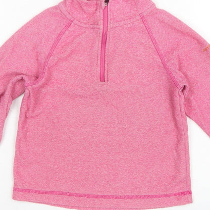 Trespass Girls Pink 5-6 Years 1/4 Zip Fleece Pullover Sweatshirt