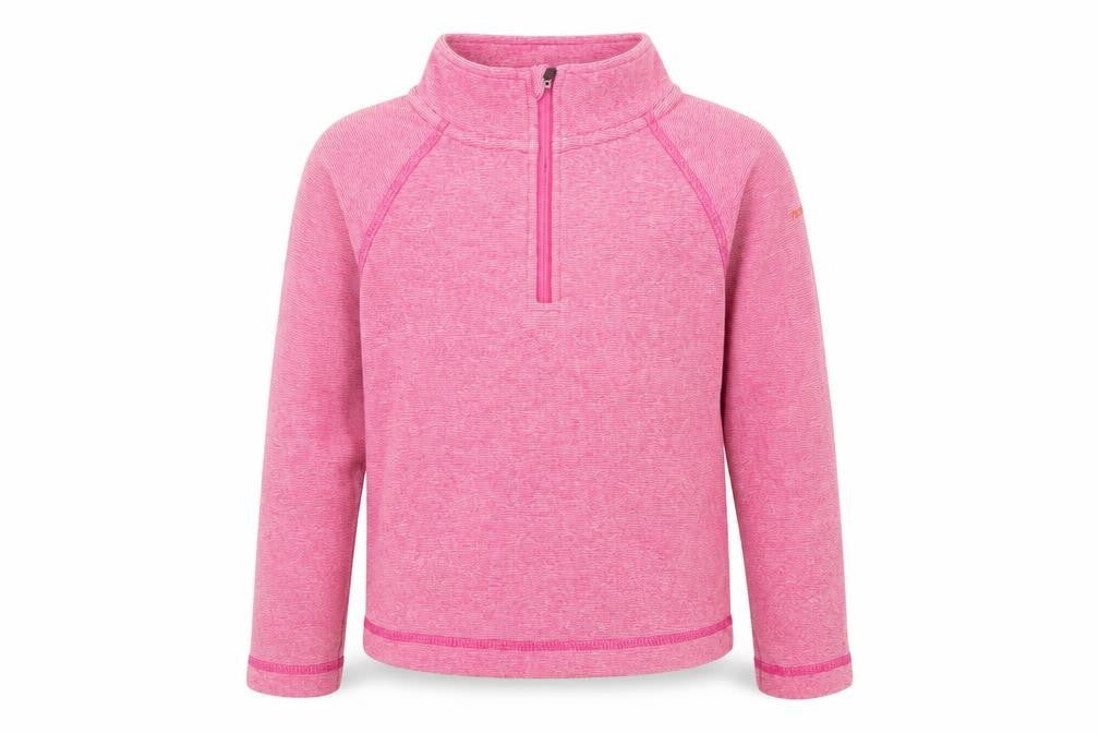Trespass Girls Pink 5-6 Years 1/4 Zip Fleece Pullover Sweatshirt