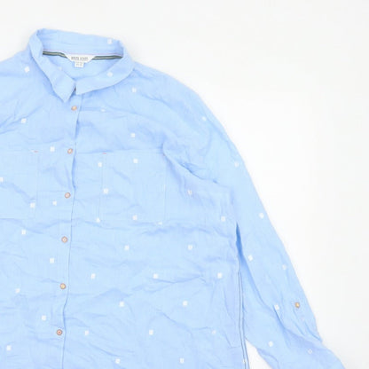 White Stuff Women’s Blue Polka Dot Cotton Tunic Shirt UK 20