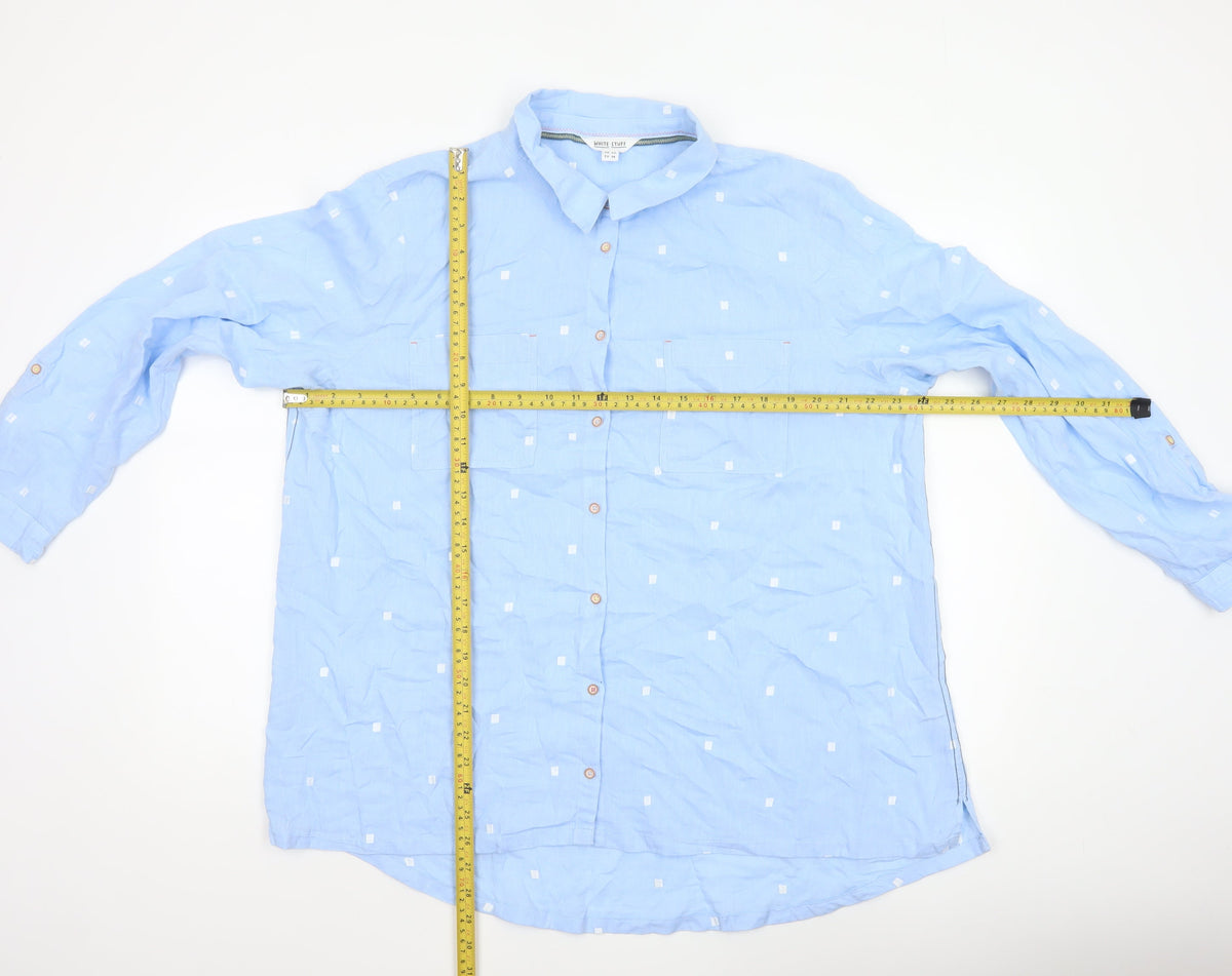 White Stuff Women’s Blue Polka Dot Cotton Tunic Shirt UK 20