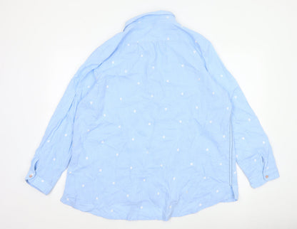 White Stuff Women’s Blue Polka Dot Cotton Tunic Shirt UK 20