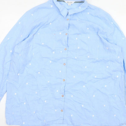 White Stuff Women’s Blue Polka Dot Cotton Tunic Shirt UK 20