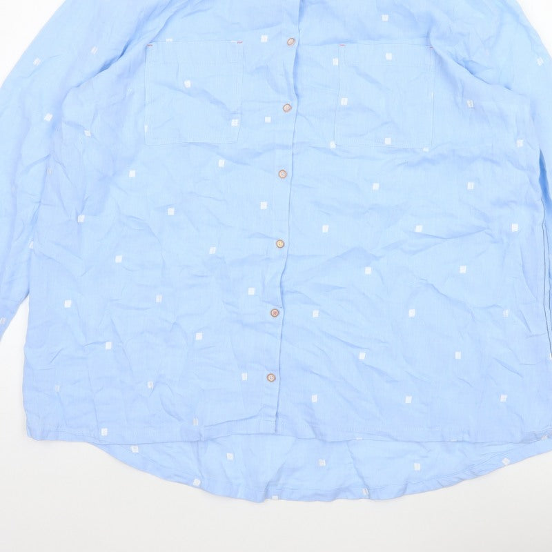 White Stuff Women’s Blue Polka Dot Cotton Tunic Shirt UK 20