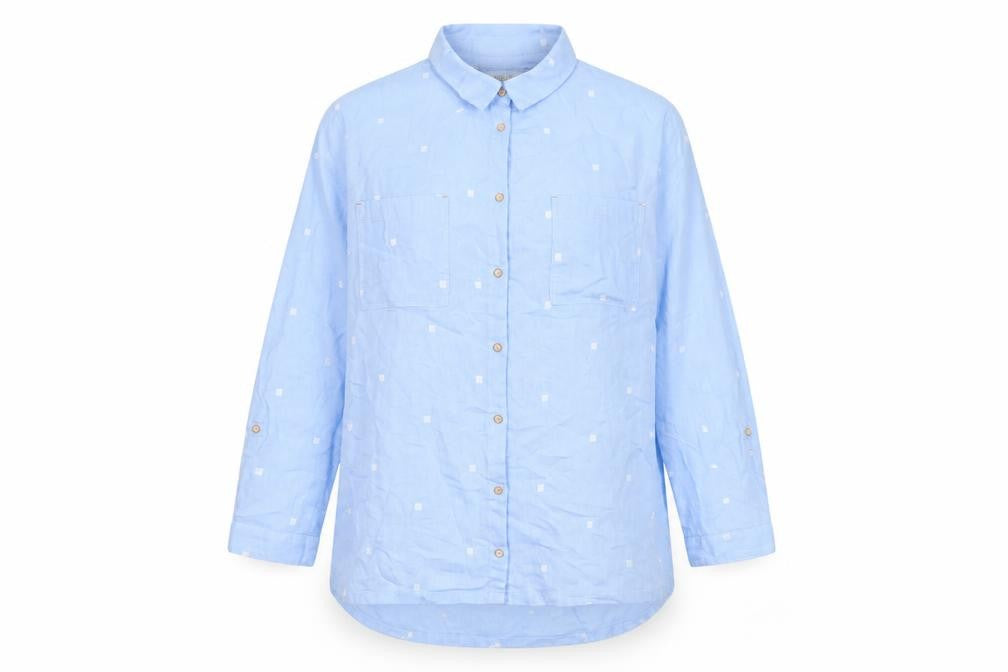 White Stuff Women’s Blue Polka Dot Cotton Tunic Shirt UK 20