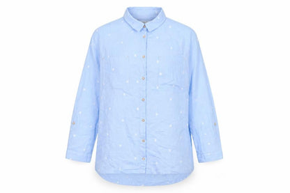 White Stuff Women’s Blue Polka Dot Cotton Tunic Shirt UK 20