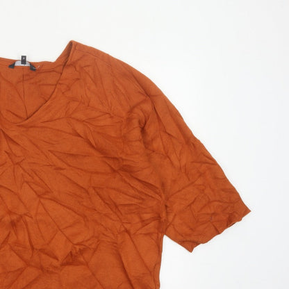 Jasper Conran Women’s Orange V-Neck Fine Knit Jumper UK 16 3/4 Sleeve