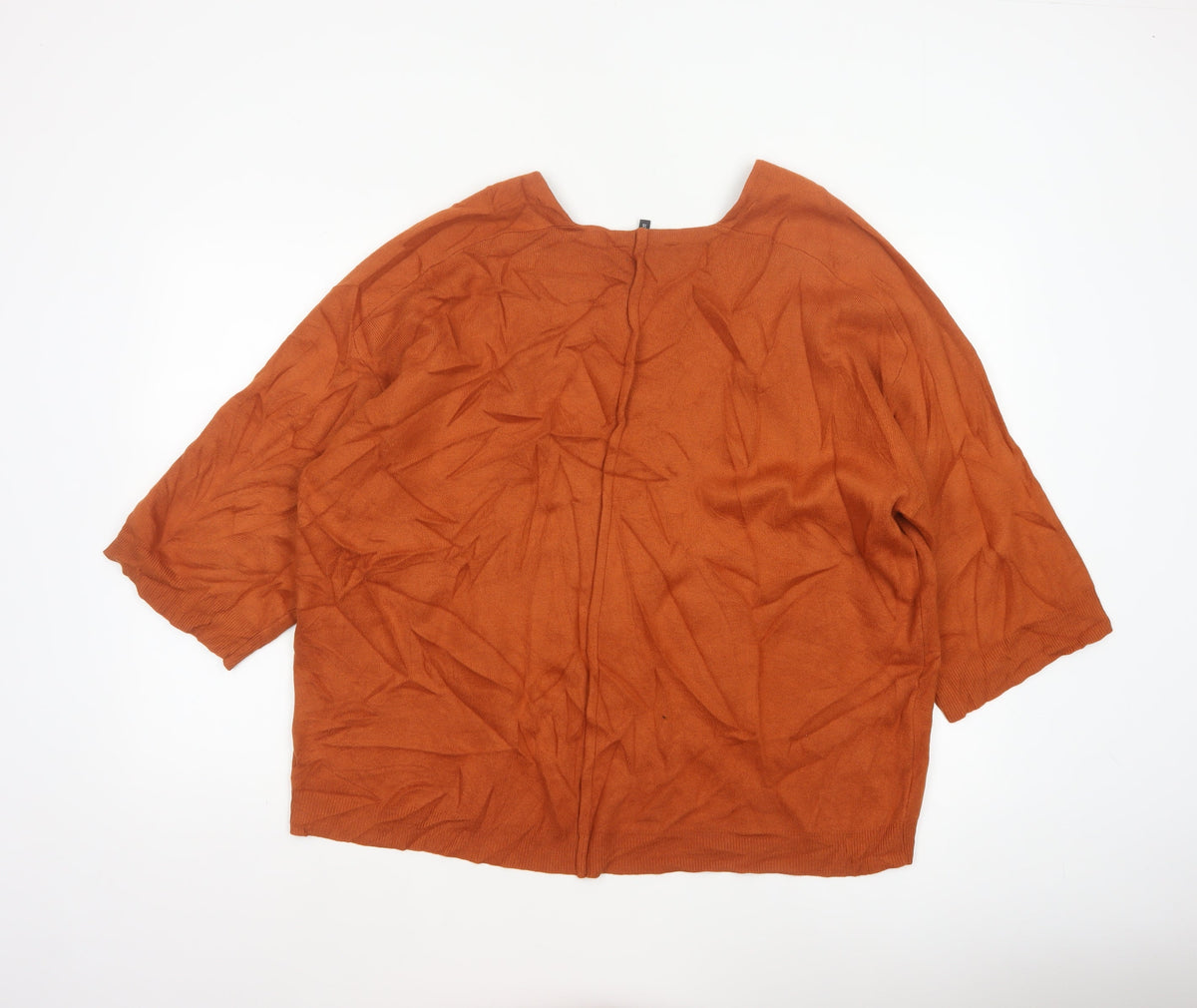 Jasper Conran Women’s Orange V-Neck Fine Knit Jumper UK 16 3/4 Sleeve