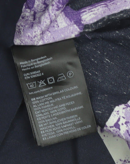 H&M Men’s Blue Purple M Oversized Graphic Print Cotton Shirt