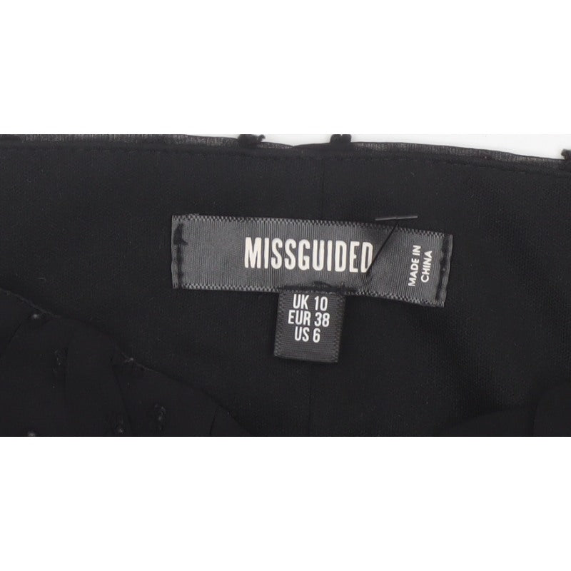 Missguided Women’s Black UK 10 Cropped Square Neck Puff Sleeve Blouse