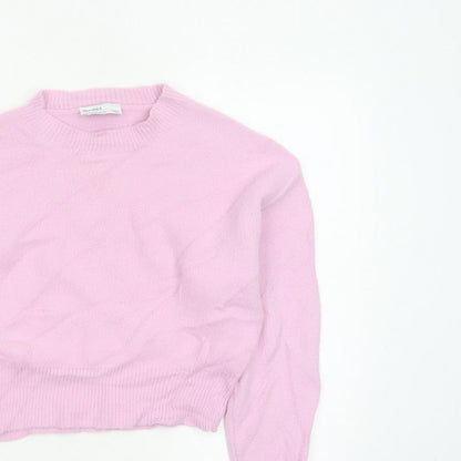 Bershka Women’s Pink UK 6 Mock Neck Knit Pullover Jumper