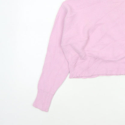 Bershka Women’s Pink UK 6 Mock Neck Knit Pullover Jumper