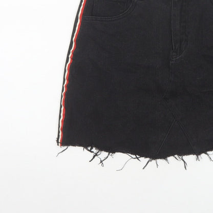 Denim Co Women’s Black UK 12 High Rise Stripe Denim Mini Pencil Skirt