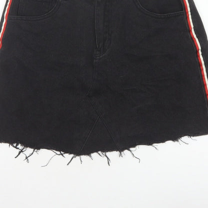 Denim Co Women’s Black UK 12 High Rise Stripe Denim Mini Pencil Skirt