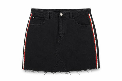 Denim Co Women’s Black UK 12 High Rise Stripe Denim Mini Pencil Skirt
