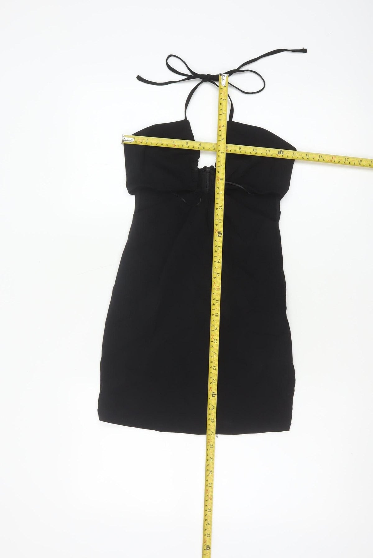 Pull&Bear Women Black S Bodycon Halter Cold Shoulder Mini Dress