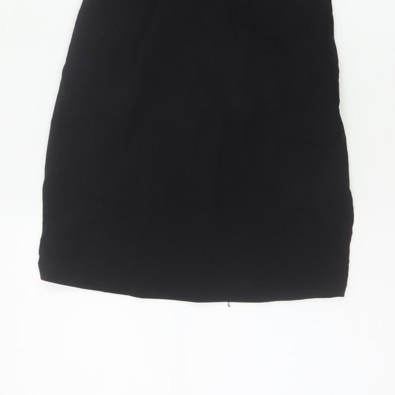 Pull&Bear Women Black S Bodycon Halter Cold Shoulder Mini Dress