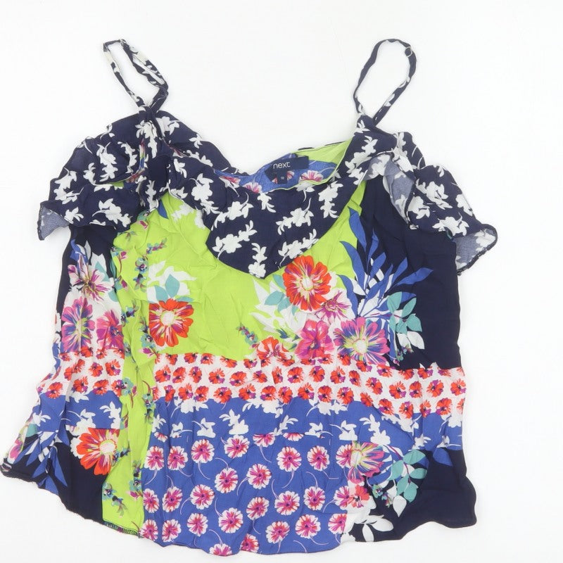 Next Women Multicoloured Size 10 Floral Off Shoulder Ruffle Camisole Blouse