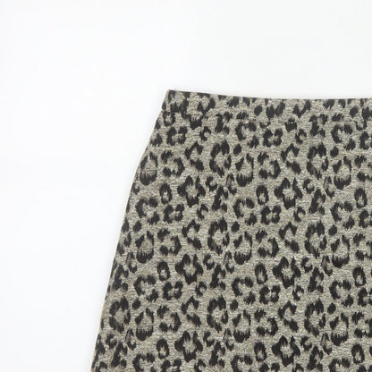 Topshop Women’s Gold Black Leopard Print UK 8 Mini Pencil Skirt