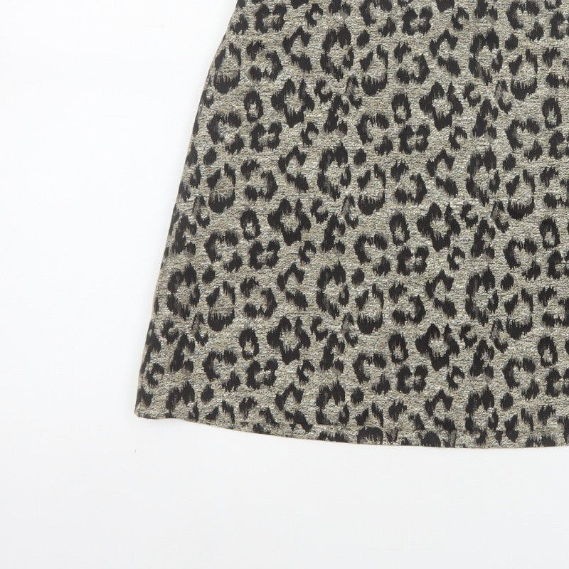 Topshop Women’s Gold Black Leopard Print UK 8 Mini Pencil Skirt