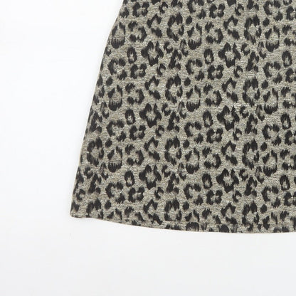 Topshop Women’s Gold Black Leopard Print UK 8 Mini Pencil Skirt
