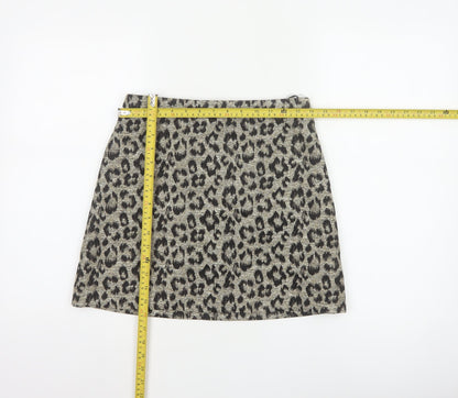 Topshop Women’s Gold Black Leopard Print UK 8 Mini Pencil Skirt