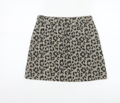 Topshop Women’s Gold Black Leopard Print UK 8 Mini Pencil Skirt