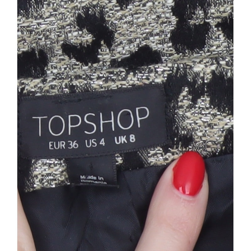 Topshop Women’s Gold Black Leopard Print UK 8 Mini Pencil Skirt