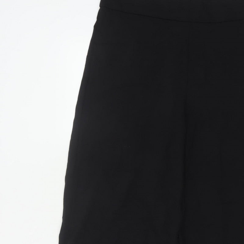 Sosandar Women's Black UK 14 Cropped Wide-Leg High Rise Trousers