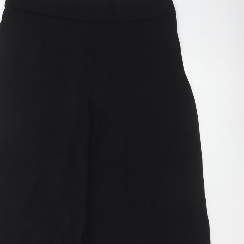 Sosandar Women's Black UK 14 Cropped Wide-Leg High Rise Trousers