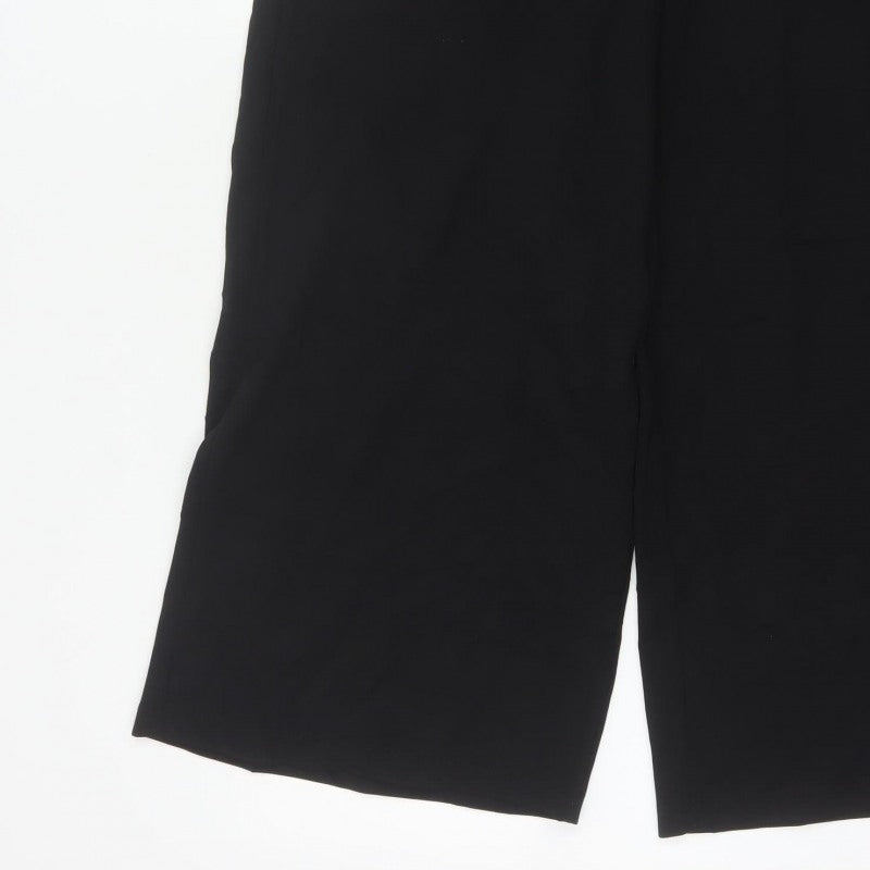 Sosandar Women's Black UK 14 Cropped Wide-Leg High Rise Trousers