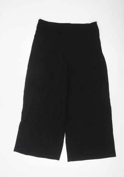 Sosandar Women's Black UK 14 Cropped Wide-Leg High Rise Trousers
