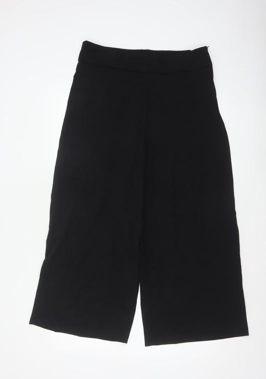 Sosandar Women's Black UK 14 Cropped Wide-Leg High Rise Trousers