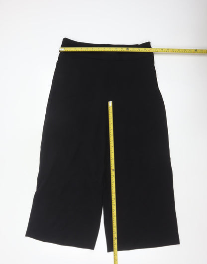 Sosandar Women's Black UK 14 Cropped Wide-Leg High Rise Trousers