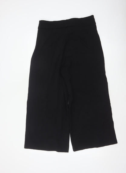 Sosandar Women's Black UK 14 Cropped Wide-Leg High Rise Trousers
