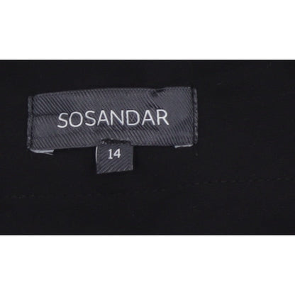Sosandar Women's Black UK 14 Cropped Wide-Leg High Rise Trousers