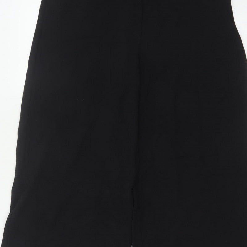 Sosandar Women's Black UK 14 Cropped Wide-Leg High Rise Trousers